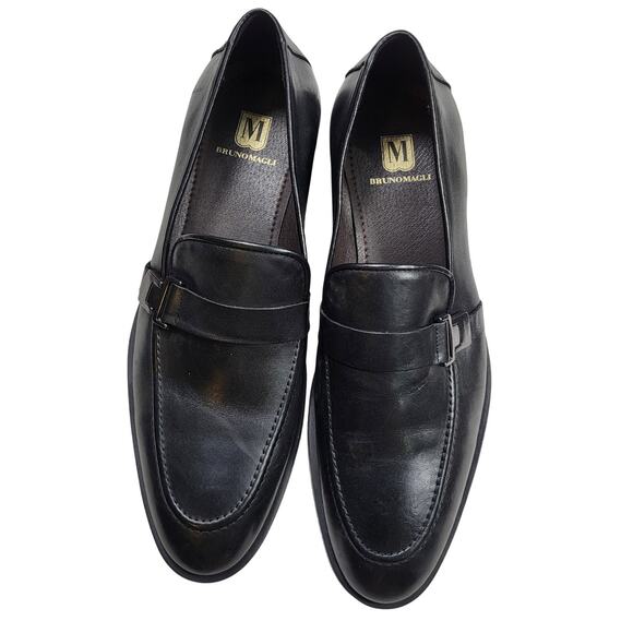 Bruno Magli Pablo Buckle Strap black leather Loafers Men\'s size 9